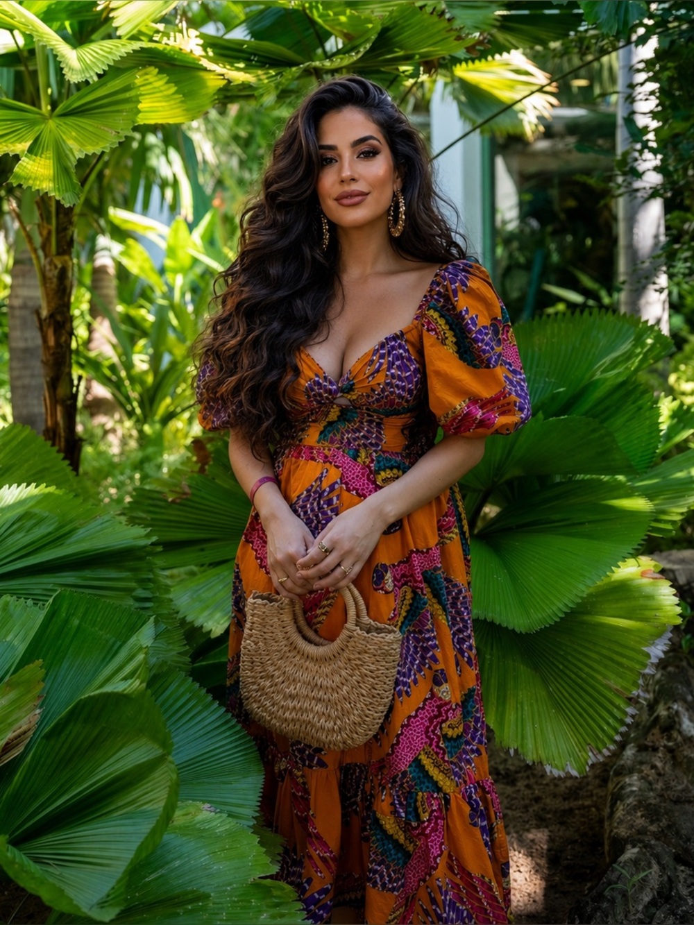 Farm Rio Beaded Macaw Midi High/Low Dress | Size XL